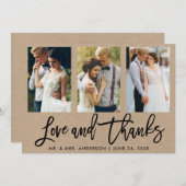 ブラシの原稿3の写真の結婚式愛および感謝クラフト サンキューカード (正面/裏面)