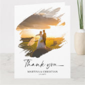 ブラシの形の写真結婚お礼お折りカード カード (正面)