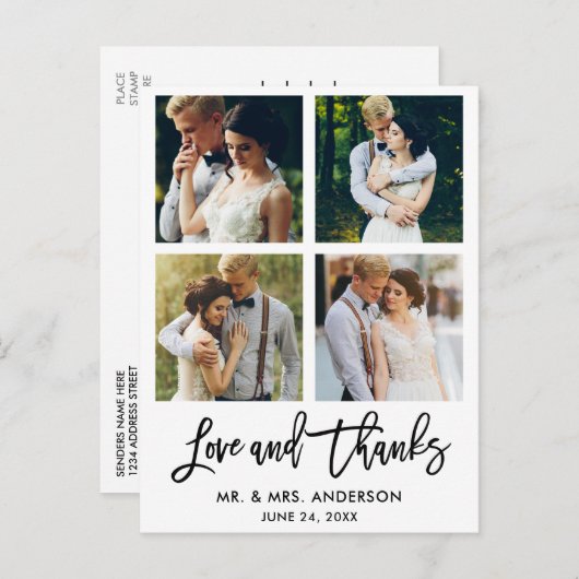 ブラシの脚本愛感謝していと結婚4枚の写真 ポストカード (正面/裏面)