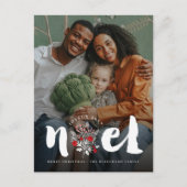 ブラシのNoelのクリスマスの素朴な休日の写真の郵便はがき シーズンポストカード (正面)