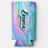 ブラシはっきりしたスクリプト名の末尾に水色の虹色を付ける スリム缶クーラー (正面)