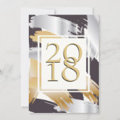 ブラシはっきりしたストローク金ゴールドシルバー&ブラックNYE BASH 招待状 (正面)