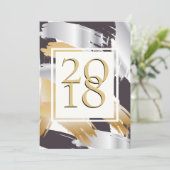 ブラシはっきりしたストローク金ゴールドシルバー&ブラックNYE BASH 招待状 (スタンド正面)