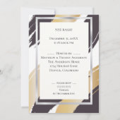ブラシはっきりしたストローク金ゴールドシルバー&ブラックNYE BASH 招待状 (裏面)