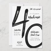 ブラシはっきりしたストローク40thバースデーサプライズパーティー 招待状 (正面)