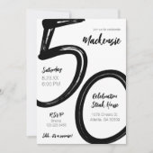 ブラシはっきりしたストローク50誕生日サプライズパーティー 招待状 (正面)