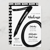 ブラシはっきりしたストローク70誕生日サプライズパーティー 招待状 (正面/裏面)