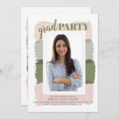 ブラシは写真の卒業パーティーをなでます 招待状 (正面/裏面)