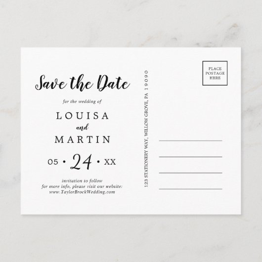 ブラシをかけた赤いクリスマスのお知らせ写真 シーズンポストカード (裏面)