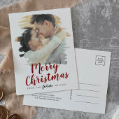 ブラシをかけた赤のクリスマス・セーブ・ザ・デート写真 シーズンポストカード