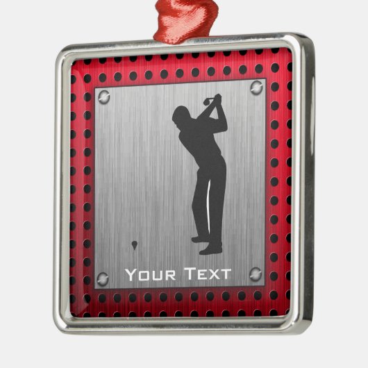 ブラシをかけられたアルミニウム一見のゴルファー メタルオーナメント (左)