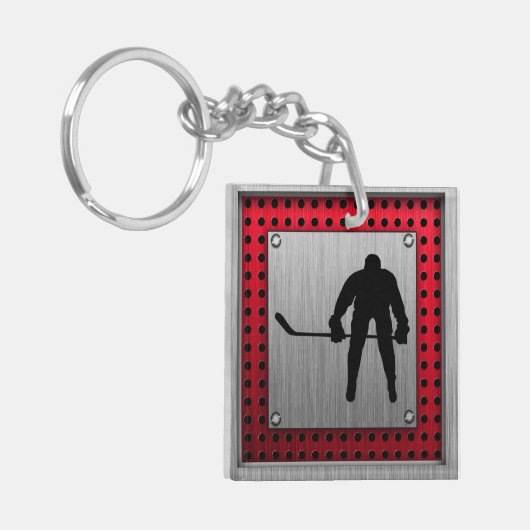 ブラシをかけられたアルミニウム一見のホッケー キーホルダー (正面左)