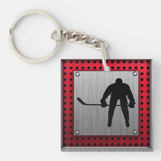 ブラシをかけられたアルミニウム一見のホッケー キーホルダー (正面)