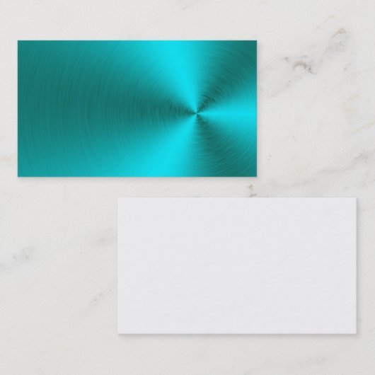 ブラシをかけられたティール（緑がかった色）の金属の名刺 名刺 (正面/裏面)