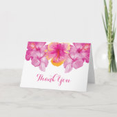 ブラシをかけられたハイビスカスの花柄のサンキューカード サンキューカード (正面)