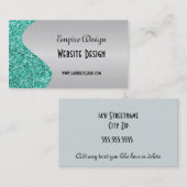 ブラシをかけられたフェイクな銀製のティール(緑がかった色)のグリッターの効果 名刺 (正面/裏面)