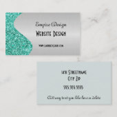 ブラシをかけられたフェイクな銀製のティール（緑がかった色）のグリッターの効果 名刺 (正面/裏面)