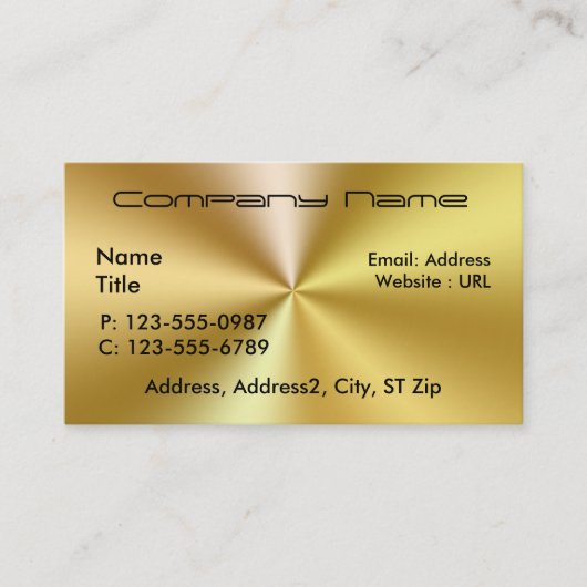 ブラシをかけられた金ゴールドの金属の名刺 名刺 (正面)