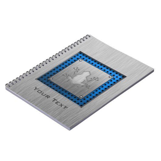 ブラシをかけられた金属の一見のカエル ノートブック (左側)