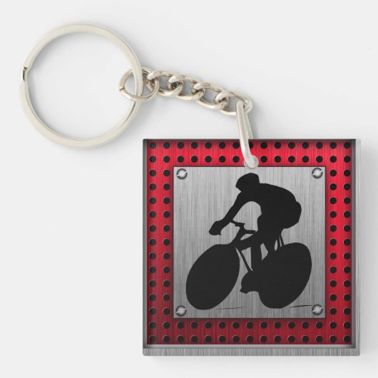 ブラシをかけられた金属の一見のサイクリング キーホルダー (正面)