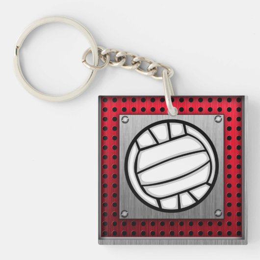 ブラシをかけられた金属の一見のバレーボール キーホルダー (正面)