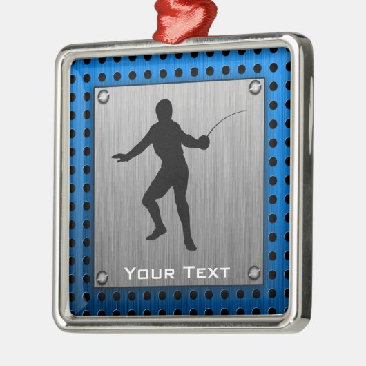 ブラシをかけられた金属の一見のフェンシングのシルエット メタルオーナメント (左)