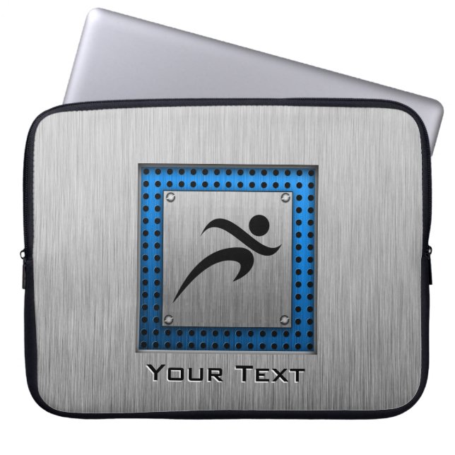 ブラシをかけられた金属の一見のランニング ラップトップスリーブ (正面)