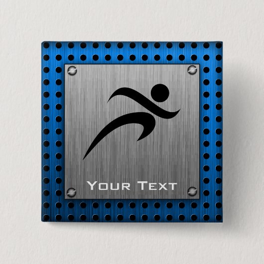 ブラシをかけられた金属の一見のランニング 缶バッジ (正面)