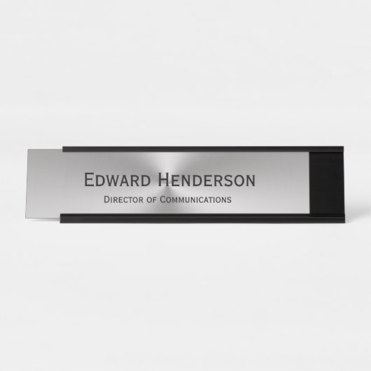 ブラシをかけられた金属の一見|放射状パターン デスクネームプレート (正面)