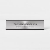 ブラシをかけられた金属の一見|放射状パターン デスクネームプレート (正面)