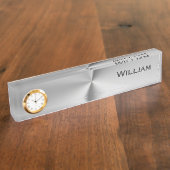 ブラシをかけられた金属の名前入りな名前 デスクネームプレート (側面)