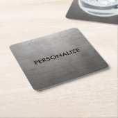 ブラシをかけられた金属の質 スクエアペーパーコースター (アングル)