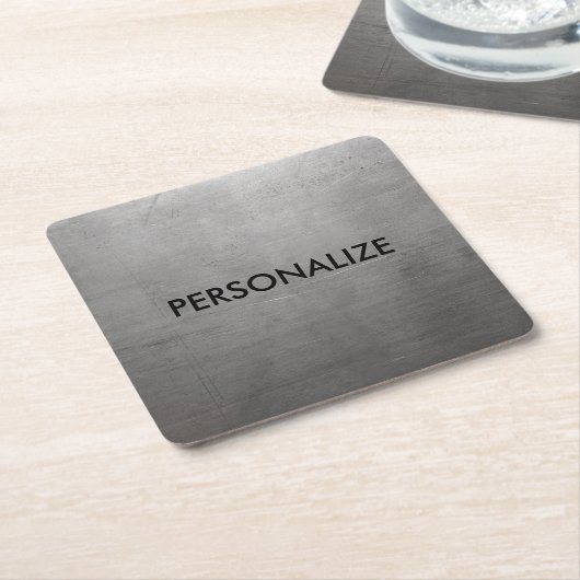 ブラシをかけられた金属の質 スクエアペーパーコースター (アングル)