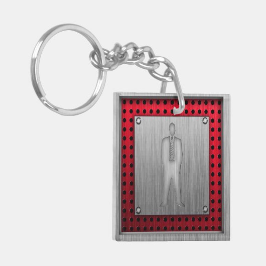 ブラシをかけられた金属一見のスーツ キーホルダー (正面左)