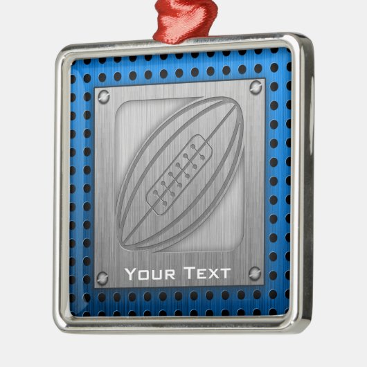 ブラシをかけられた金属一見のラグビー メタルオーナメント (左)