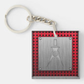 ブラシをかけられた金属一見の建築家 キーホルダー (正面)