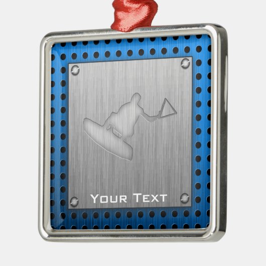 ブラシをかけられた金属一見のWakeboarder メタルオーナメント (左)