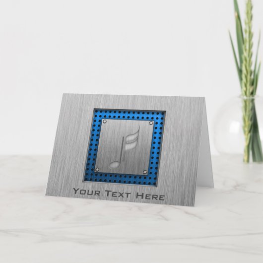 ブラシをかけられた金属一見音楽ノート カード (正面)