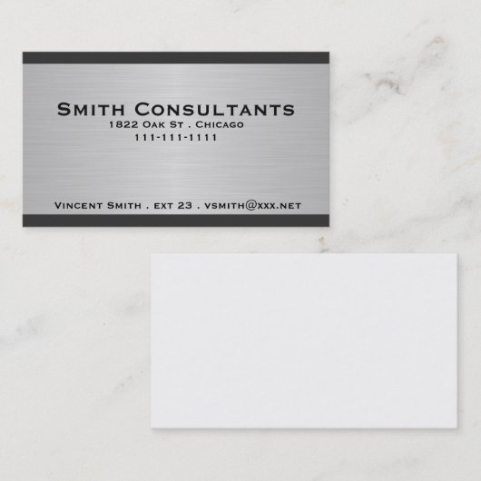 ブラシをかけられた銀製の金属および黒いボーダー 名刺 (正面/裏面)