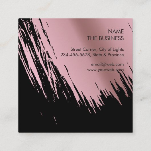 ブラシをかけられるばら色の金ゴールドののどは専門のモダンをなでます スクエア名刺 (裏面)