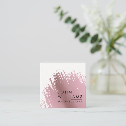 ブラシをかけられるばら色の金ゴールドののどは専門のモダンをなでます スクエア名刺 (スタンド正面)