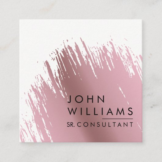 ブラシをかけられるばら色の金ゴールドののどは専門のモダンをなでます スクエア名刺 (正面)