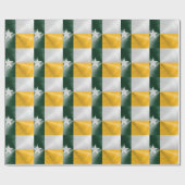 ブラシをかけられる緑および金ゴールドのテキサス州の旗の放射状のもの ラッピングペーパー (フラット)