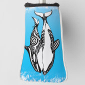 ブラシをかけられる2頭のシャチのクジラの種族の青 ゴルフヘッドカバー (回転90)