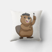 ブラシを使ったペインター絵を描のビーバー クッション (裏面)