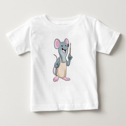 ブラシを使用したペイ絵を描ントとしてマウス ベビーTシャツ (正面)