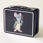 ブラシを使用したペイ絵を描ントとしてマウス メタルランチボックス (裏面)