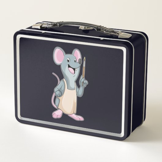 ブラシを使用したペイ絵を描ントとしてマウス メタルランチボックス (裏面)