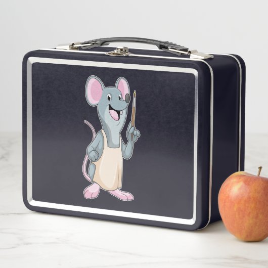 ブラシを使用したペイ絵を描ントとしてマウス メタルランチボックス (インサイチュ)