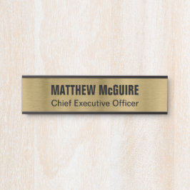 ブラシアンティーク金ゴールドルックオフィス サインプレート